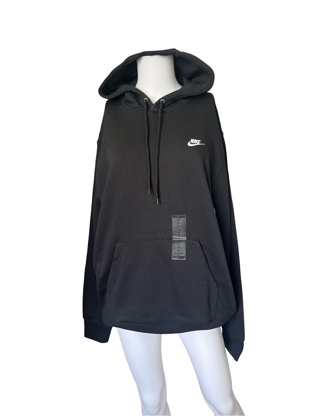 NEW Nike Black Hoodie Mens Club Fleece Pullover Athleisure Casual Size Medium